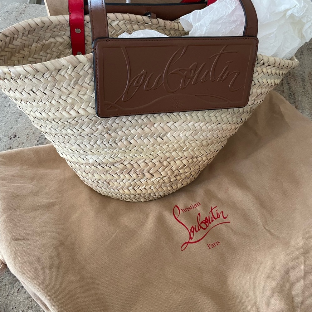 Christian Louboutin Woven Beige and Brown Tote